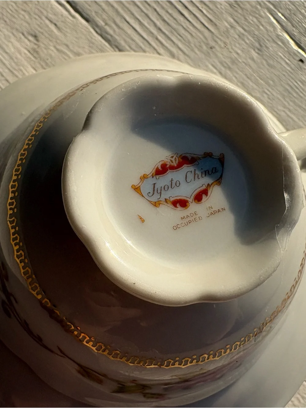 Vintage Floral Porcelain Teacup and Saucer - Pink